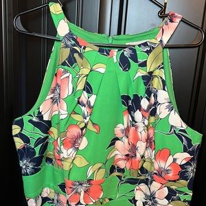 Green Halter style  round neck dress